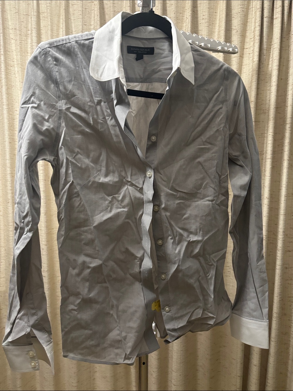 Banana Republic Gray Dress Shirt with White Contrast Collar